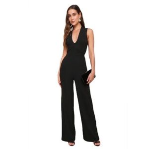 🆕 LULUS THINKING OUT LOUD BLACK JUMPSUIT NWT